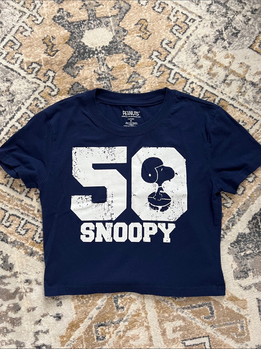 Small Peanuts Navy Blue Snoopy '50' Graphic Tee